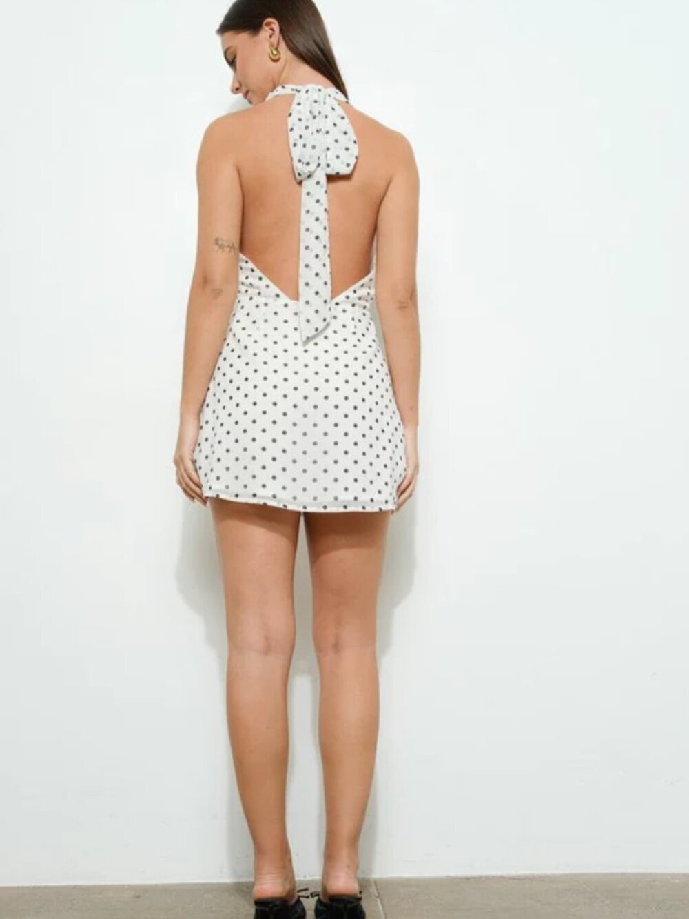 Polka Dot Tie-Up Halter Dress - Picture 5 of 9